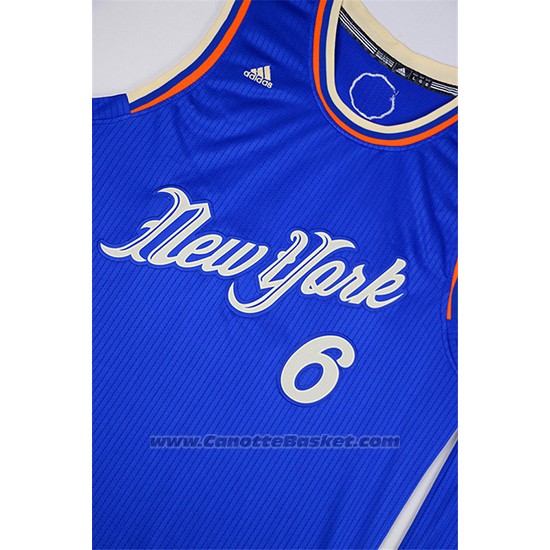 Maglia Natale 2015 New York Kristaps Porzingis #6 Blu